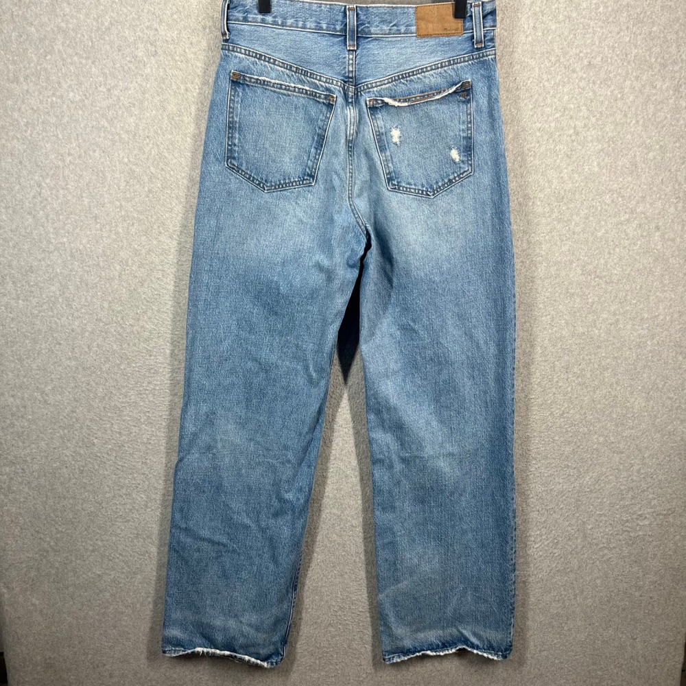 Madewell Low-Slung Baggy Jeans Womens 25 Blue Distressed Wide Leg Denim EUC - Picture 3 of 10